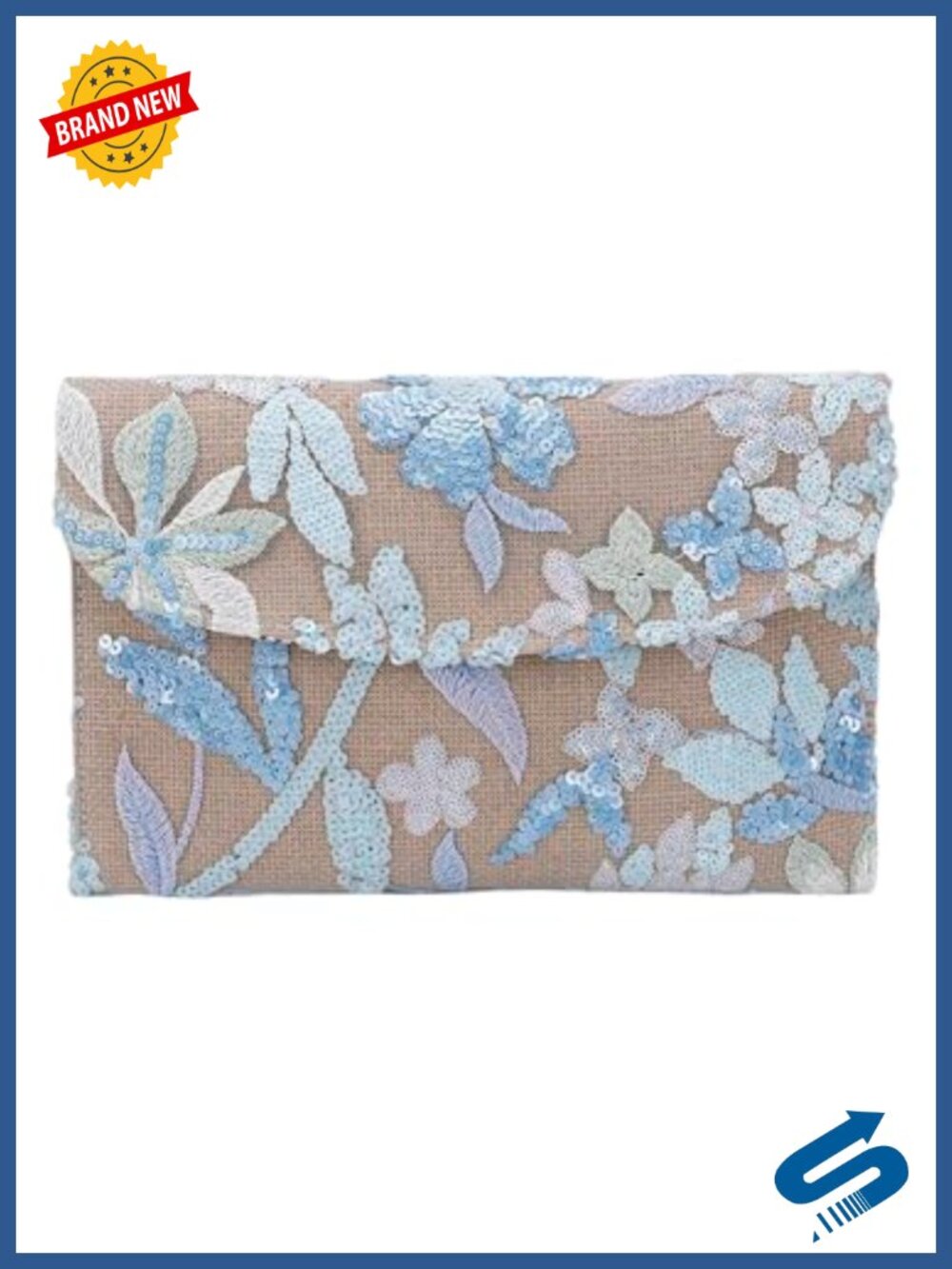 Floral Beaded Sequin Evening Clutch Purse Embroidered Handbag